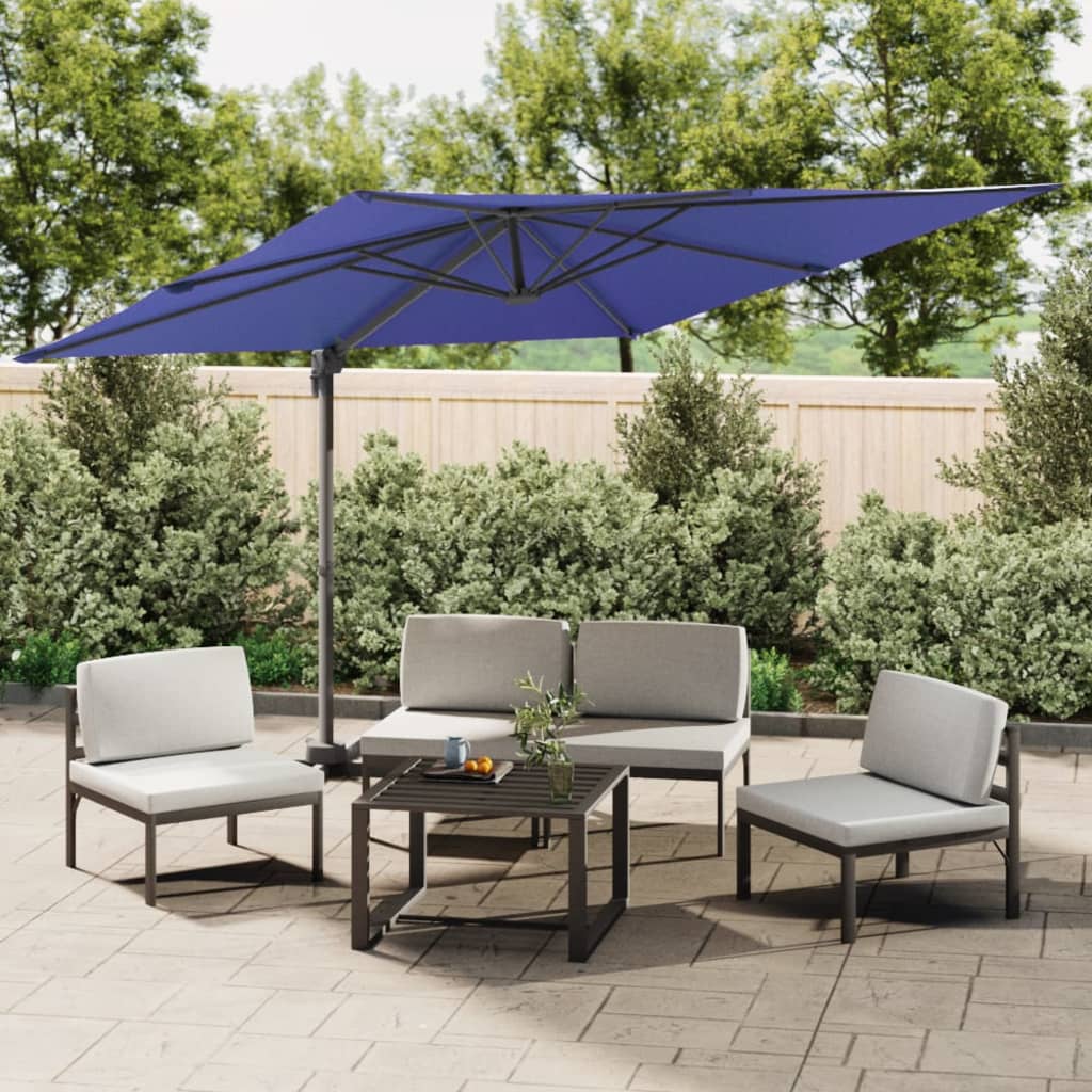 Zweefparasol met LED-verlichting 400x300 cm azuurblauw