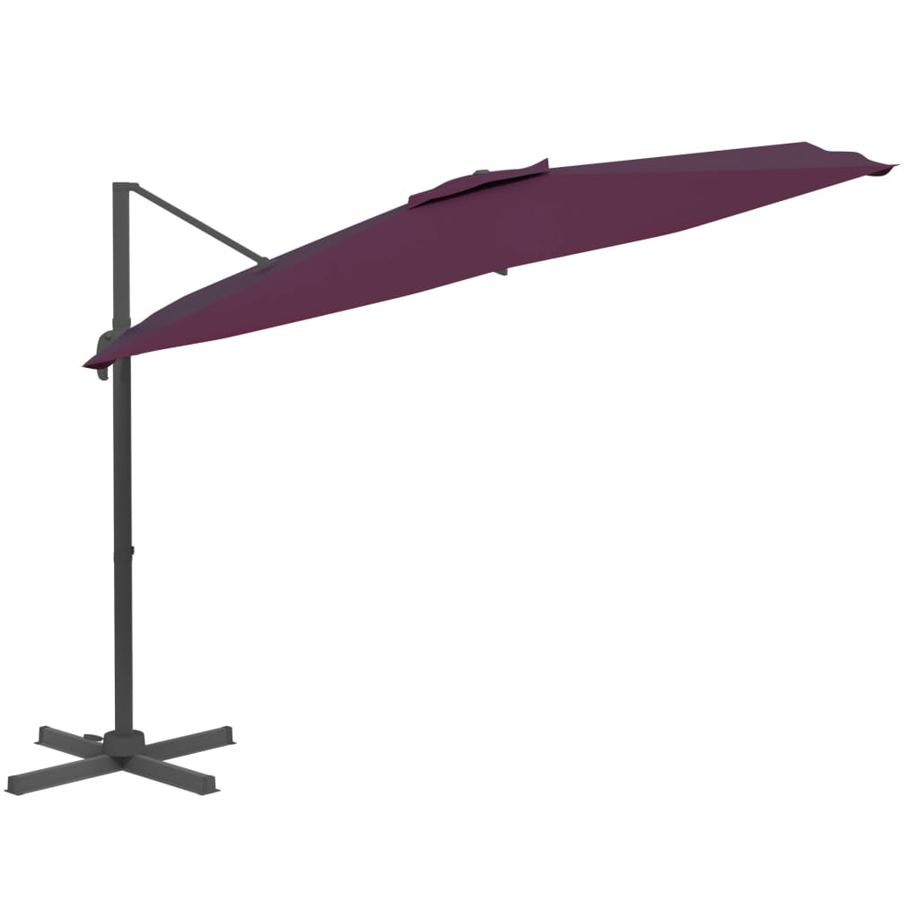 Zweefparasol met LED-verlichting 400x300 cm bordeauxrood