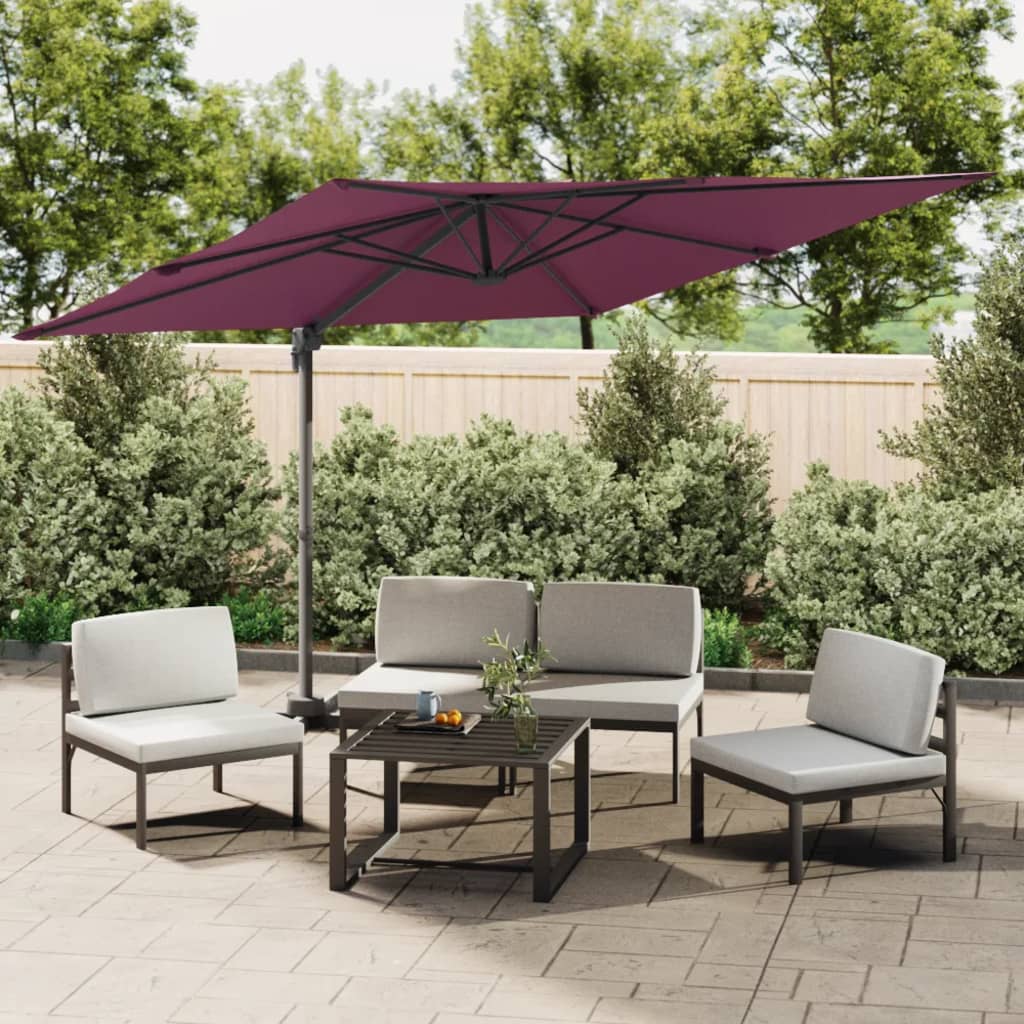 Zweefparasol met LED-verlichting 400x300 cm bordeauxrood