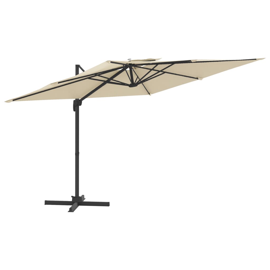 Zweefparasol met dubbel dak 300x300 cm zandwit