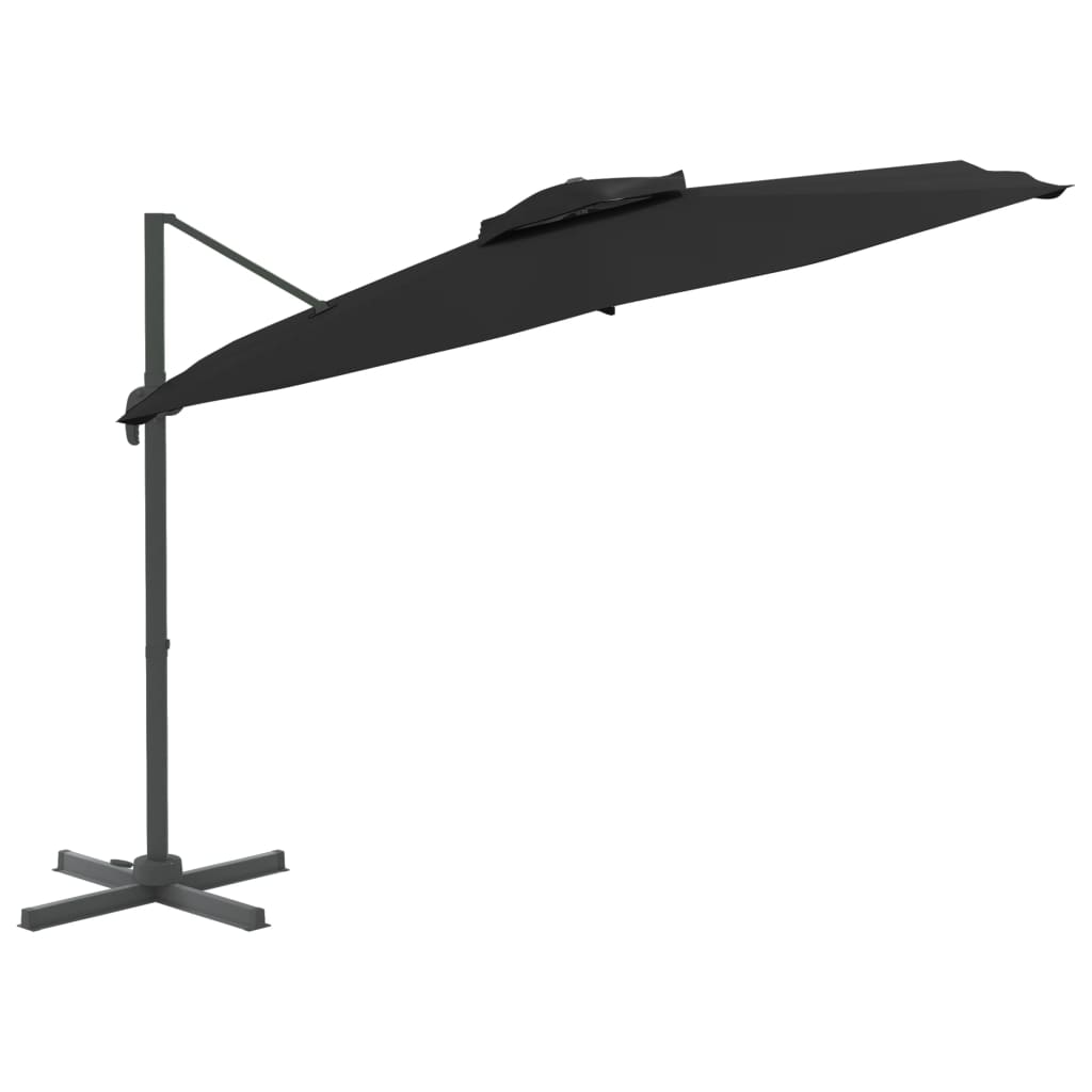 Zweefparasol met dubbel dak 300x300 cm zwart