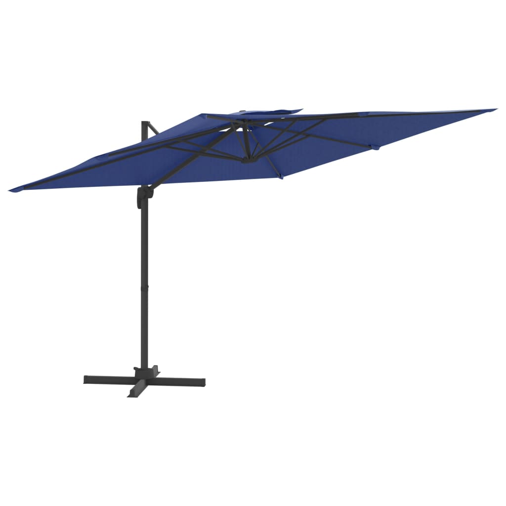 Zweefparasol met dubbel dak 300x300 cm azuurblauw