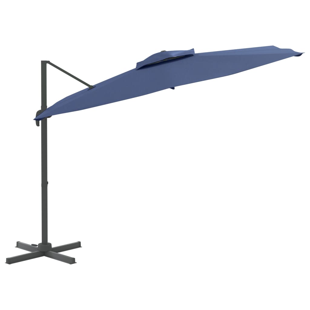 Zweefparasol met dubbel dak 300x300 cm azuurblauw