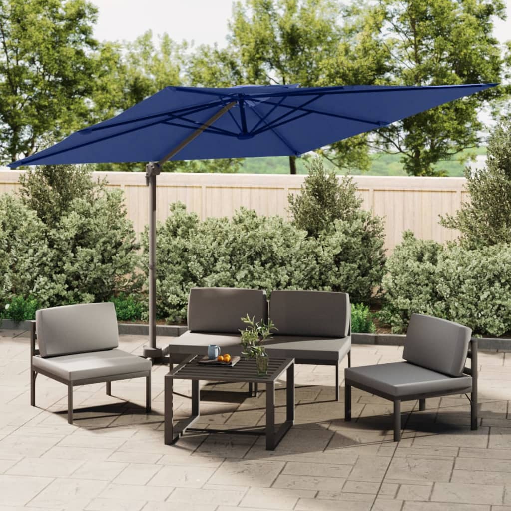 Zweefparasol met dubbele bovenkant 400x300 cm azuurblauw