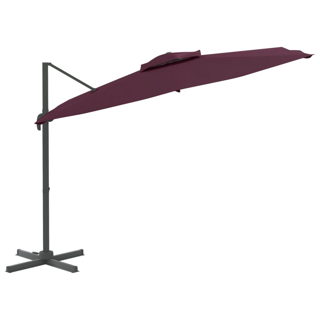 Zweefparasol met dubbel dak 300x300 cm bordeauxrood