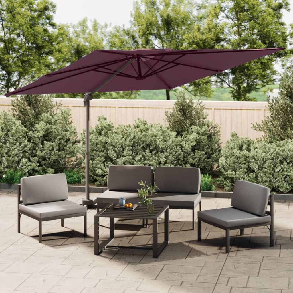 Zweefparasol met dubbel dak 300x300 cm bordeauxrood