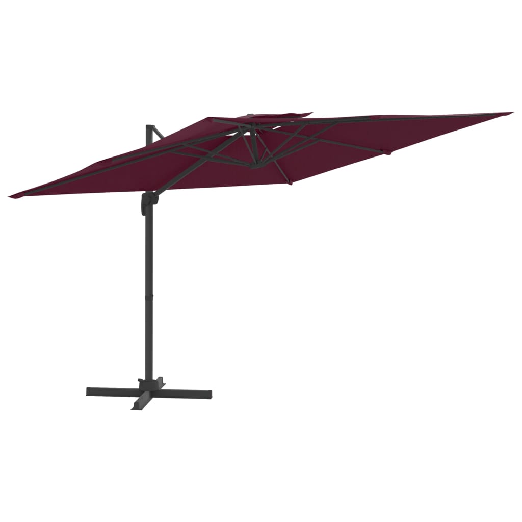 Zweefparasol met dubbel dak 400x300 cm bordeauxrood