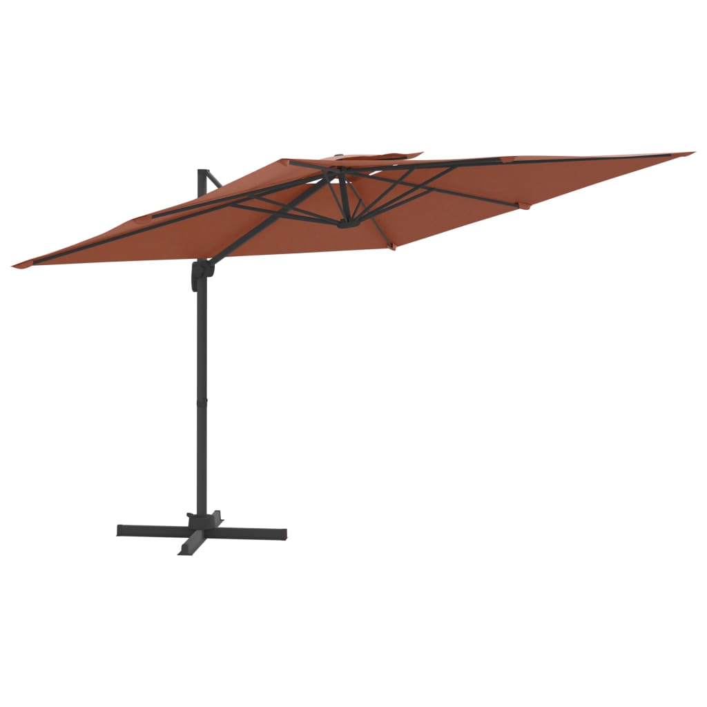 Zweefparasol met dubbele bovenkant 300x300 cm terracotta