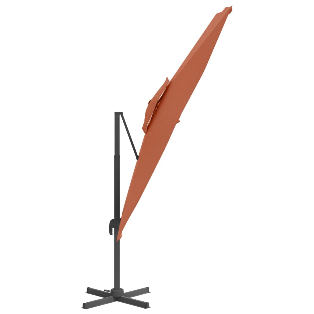 Zweefparasol met dubbele bovenkant 300x300 cm terracotta