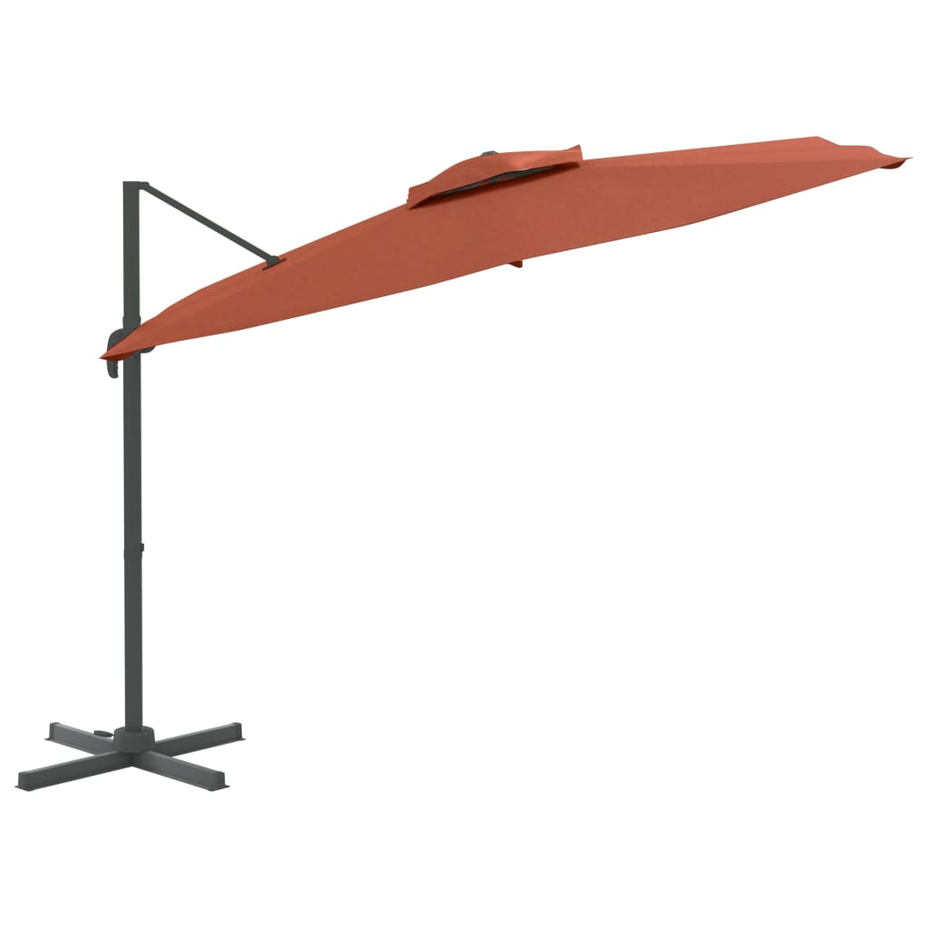 Zweefparasol met dubbel dak 400x300 cm terracottakleurig