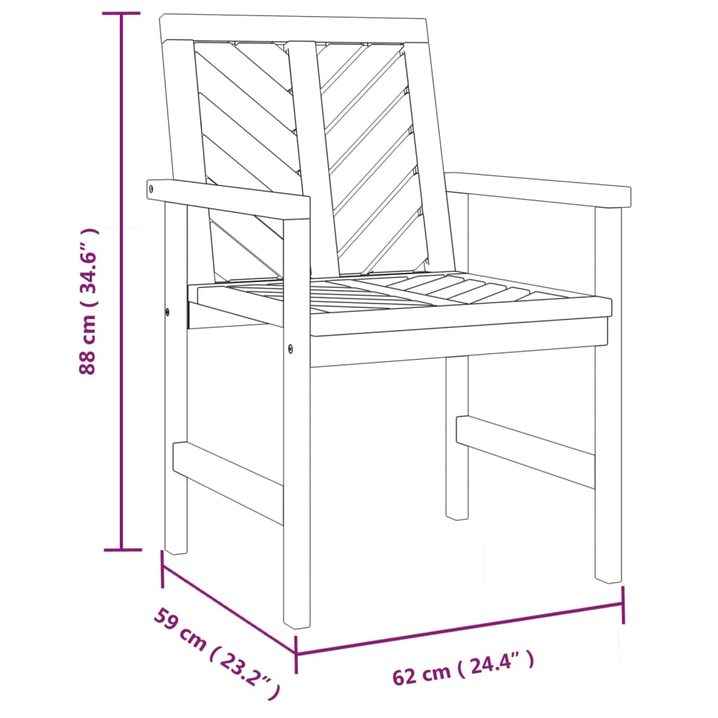 3-delige Loungeset massief acaciahout