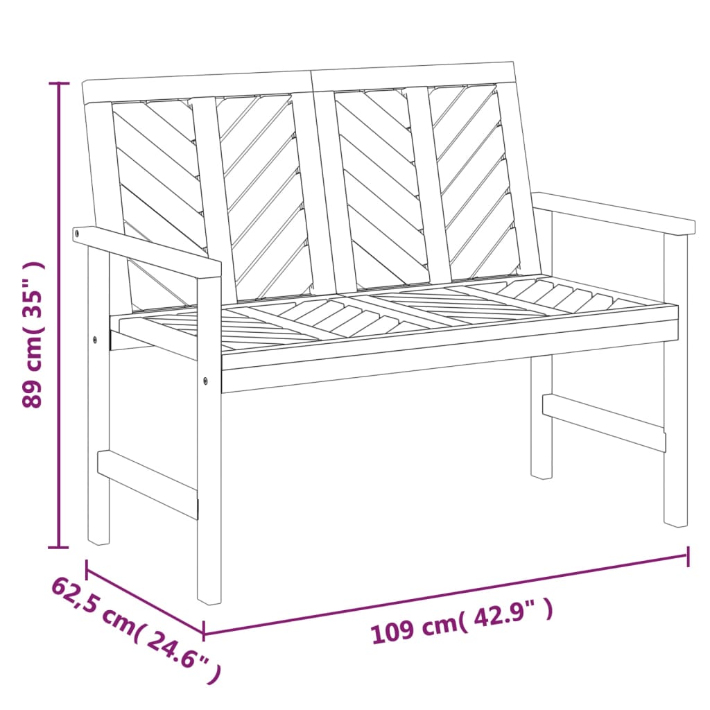 2-delige Loungeset massief acaciahout