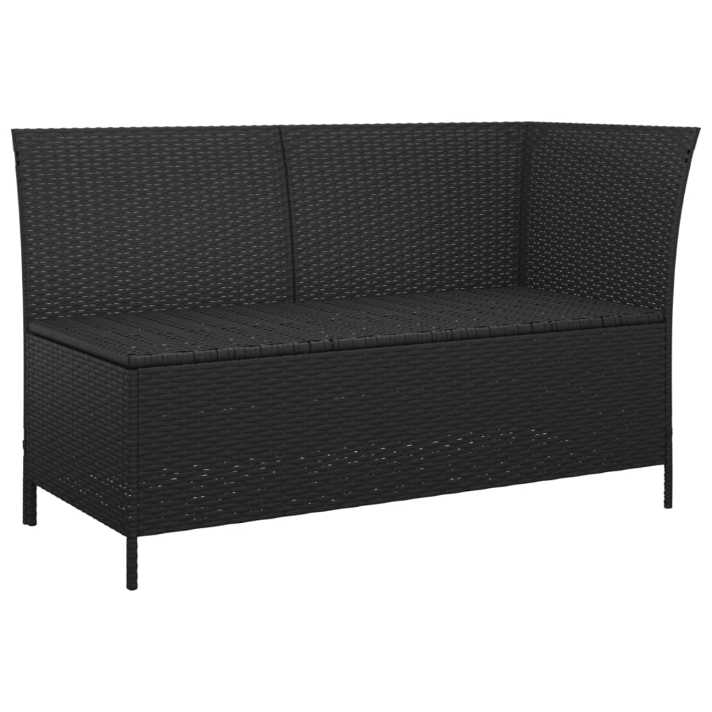 3-delige Loungeset met kussens poly rattan zwart