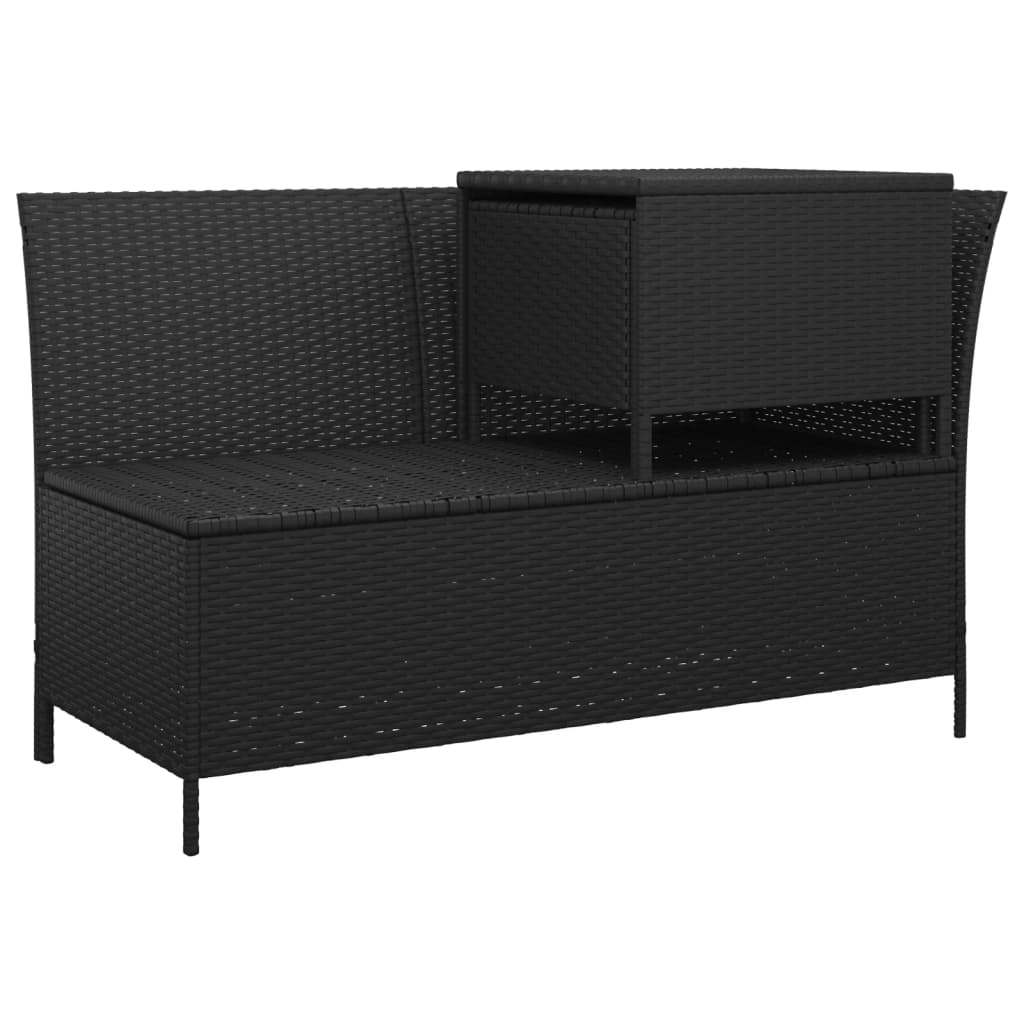 3-delige Loungeset met kussens poly rattan zwart