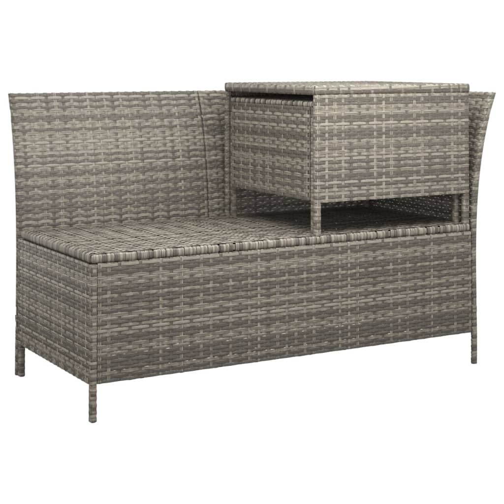 3-delige Loungeset met kussens poly rattan grijs