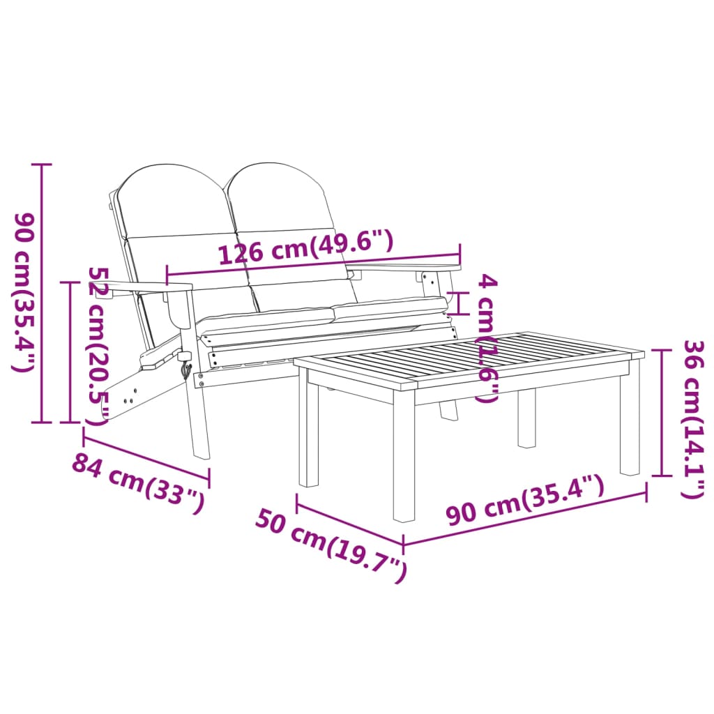 2-delige Loungeset Adirondack massief acaciahout