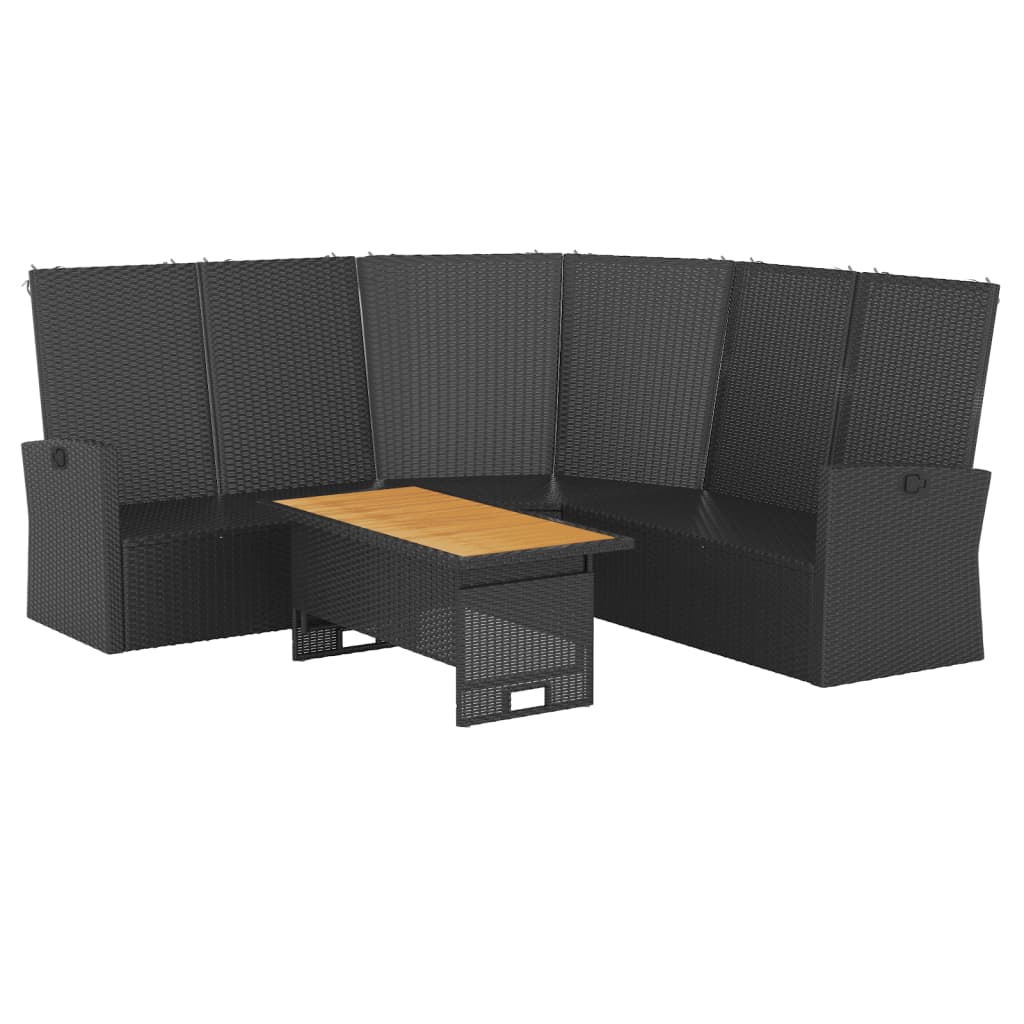 2-delige Loungeset met kussens poly rattan zwart