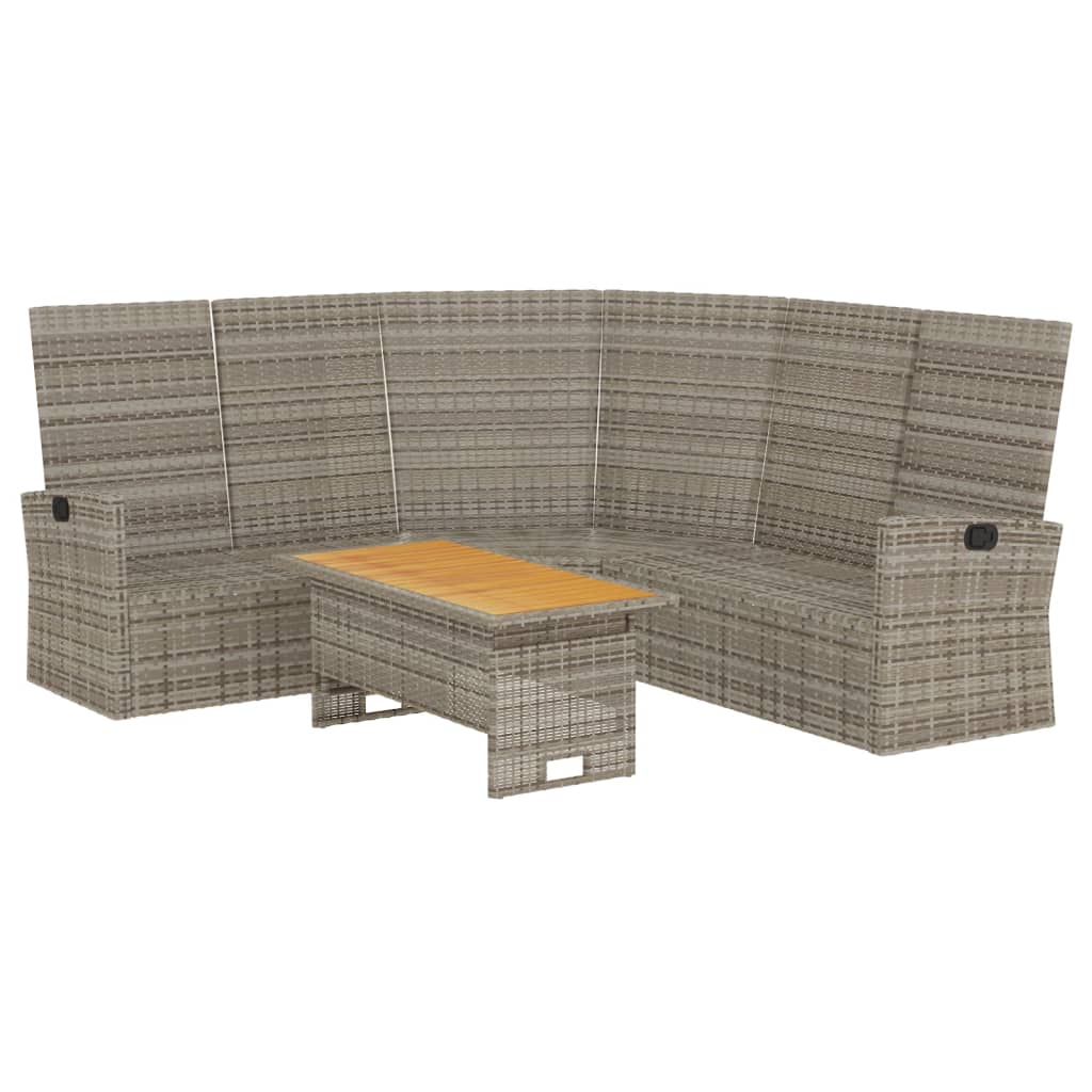 2-delige Loungeset met kussens poly rattan grijs