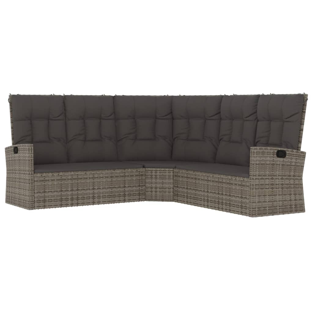 2-delige Loungeset met kussens poly rattan grijs