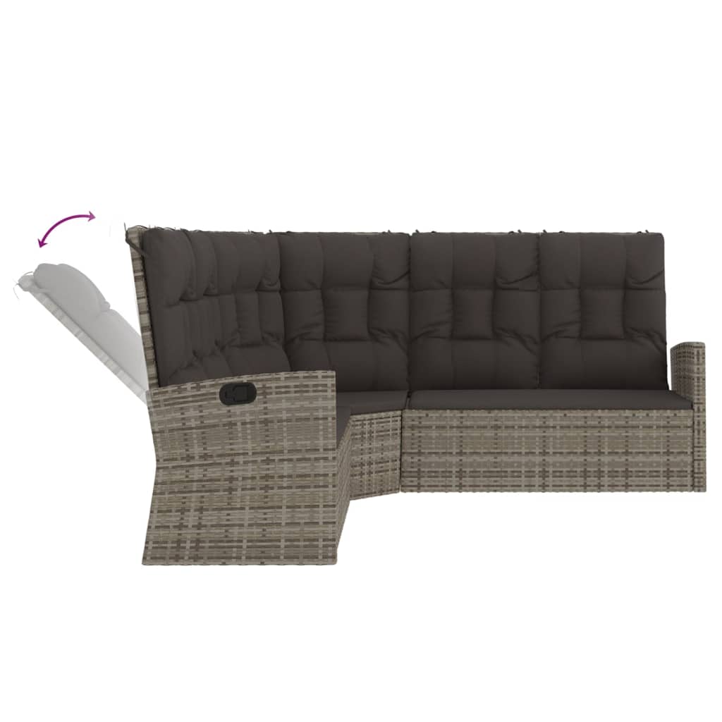 2-delige Loungeset met kussens poly rattan grijs