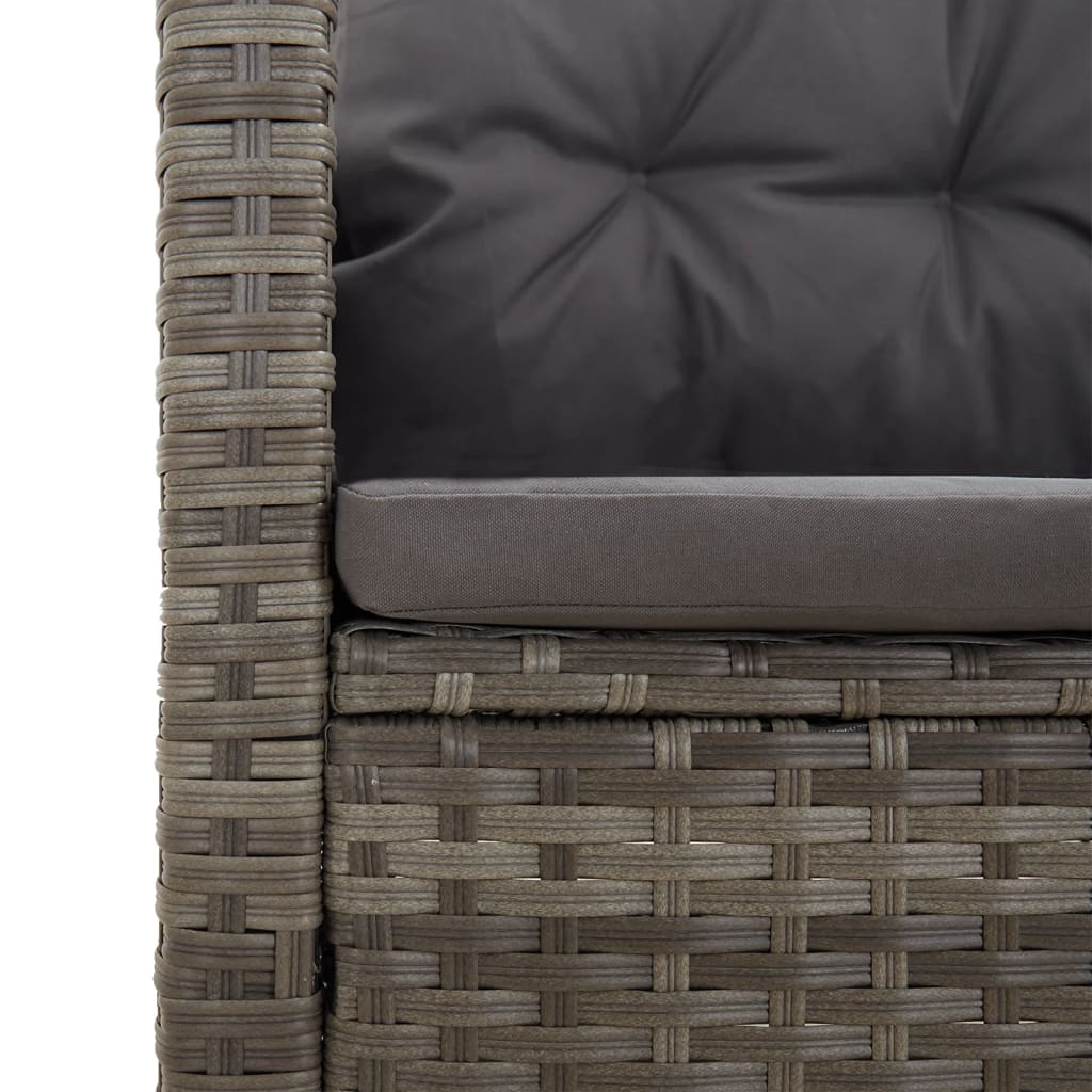 2-delige Loungeset met kussens poly rattan grijs