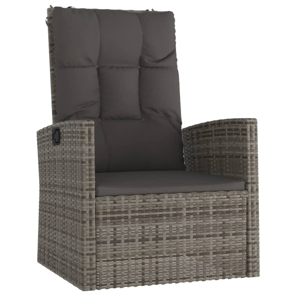 3-delige Loungeset met kussens poly rattan grijs