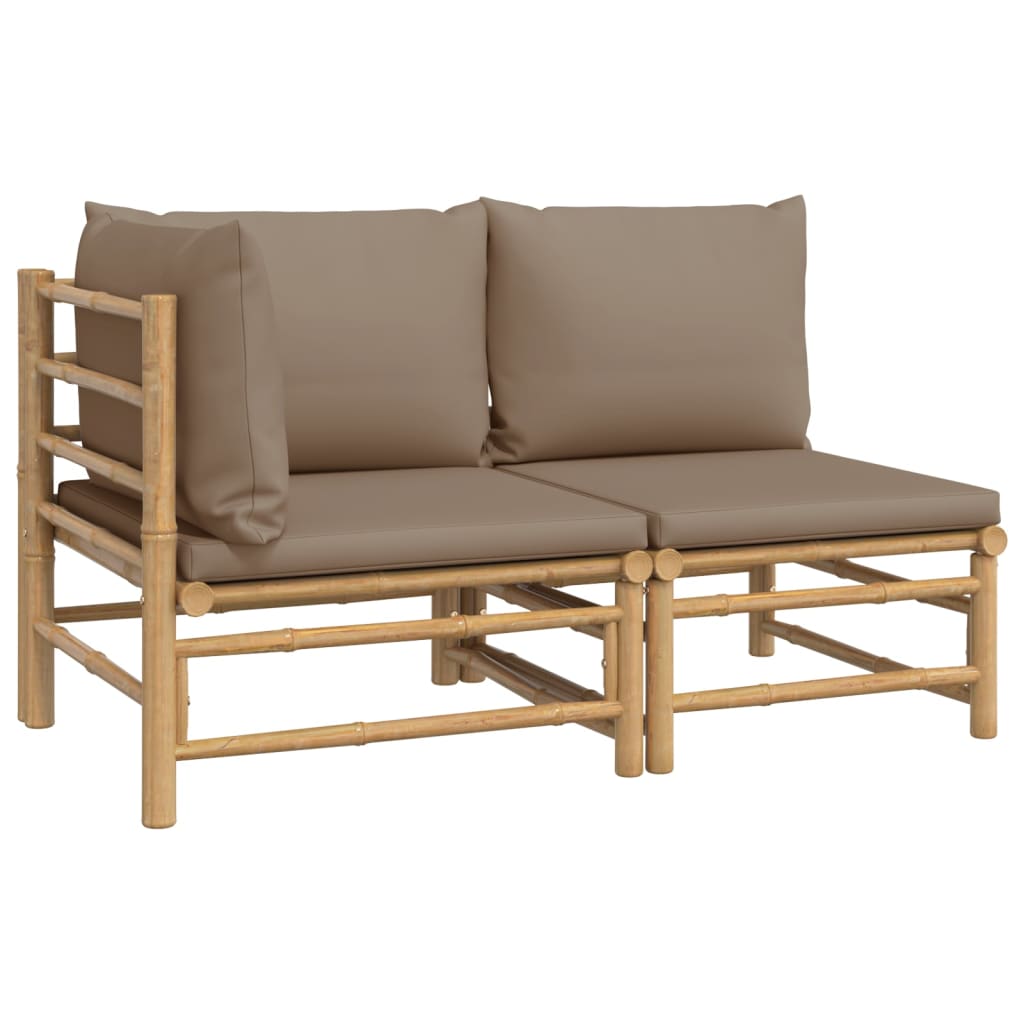 2-delige Loungeset met kussens bamboe taupe