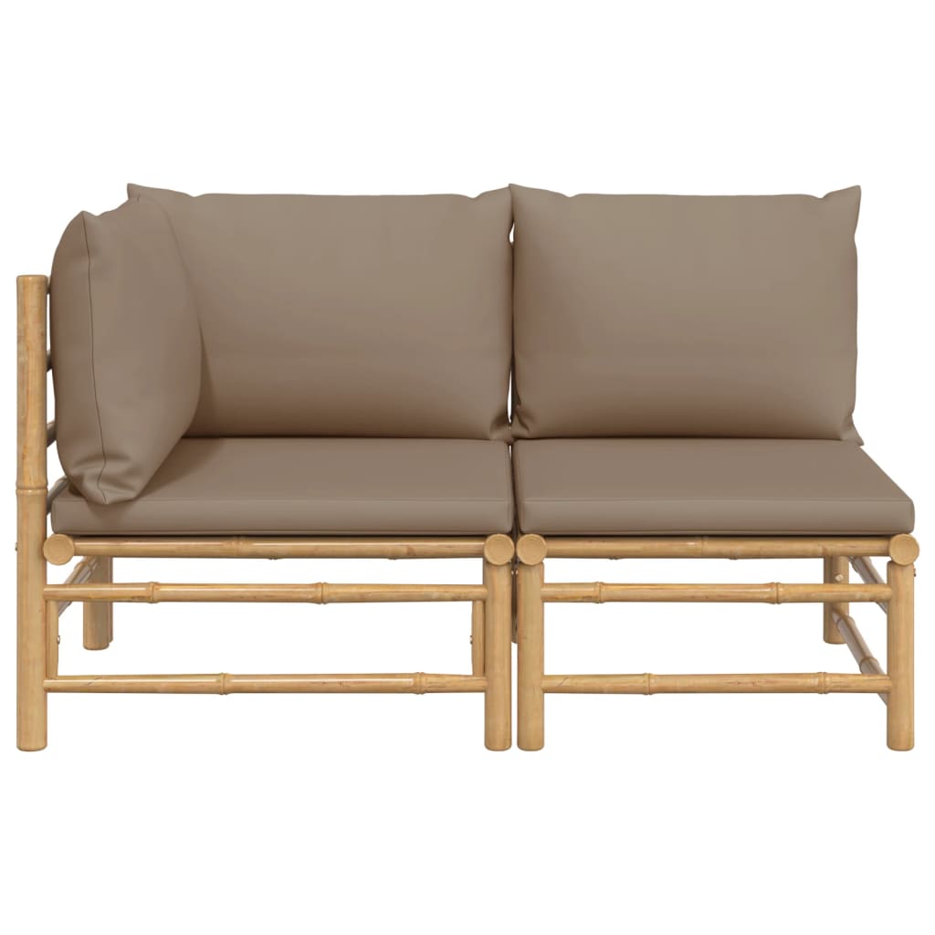 2-delige Loungeset met kussens bamboe taupe