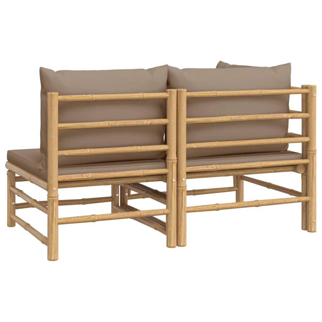 2-delige Loungeset met kussens bamboe taupe