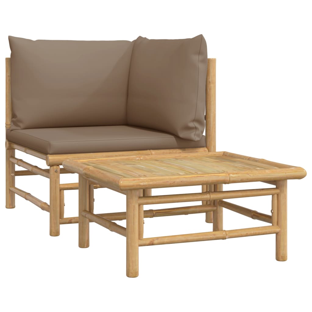 2-delige Loungeset met kussens bamboe taupe