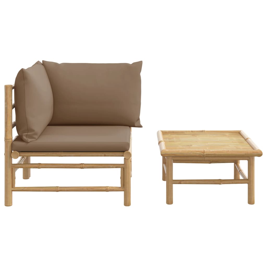 2-delige Loungeset met kussens bamboe taupe