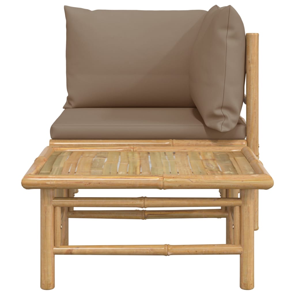 2-delige Loungeset met kussens bamboe taupe