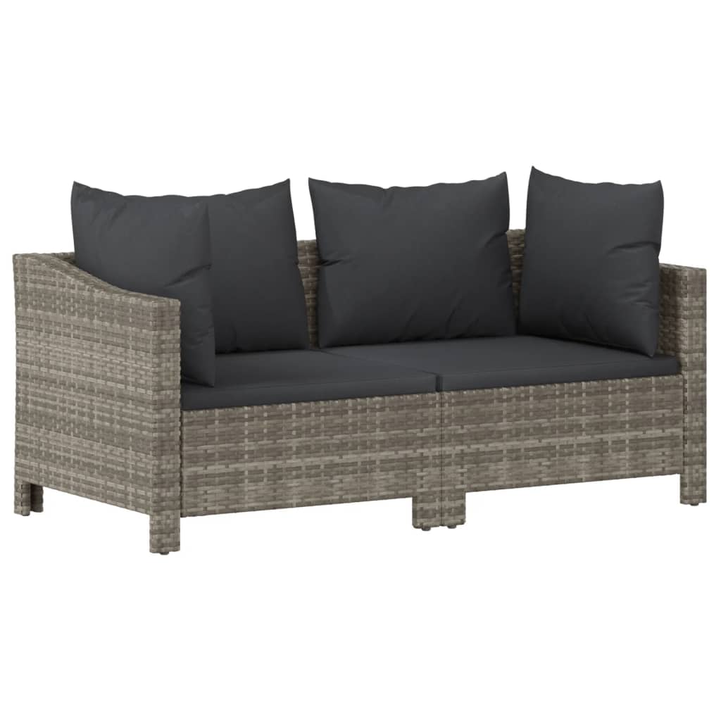 2-delige Loungeset met kussens poly rattan grijs