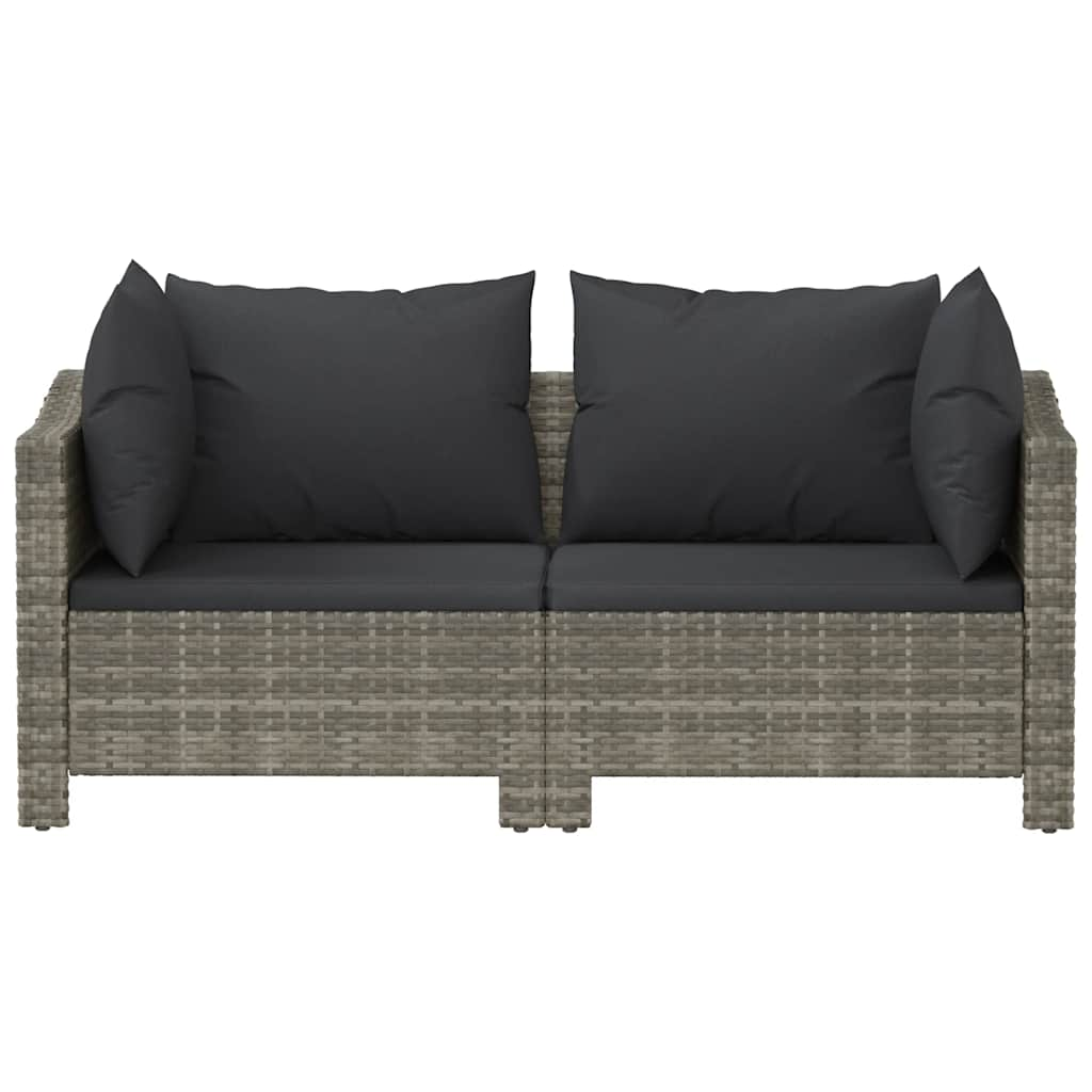 2-delige Loungeset met kussens poly rattan grijs