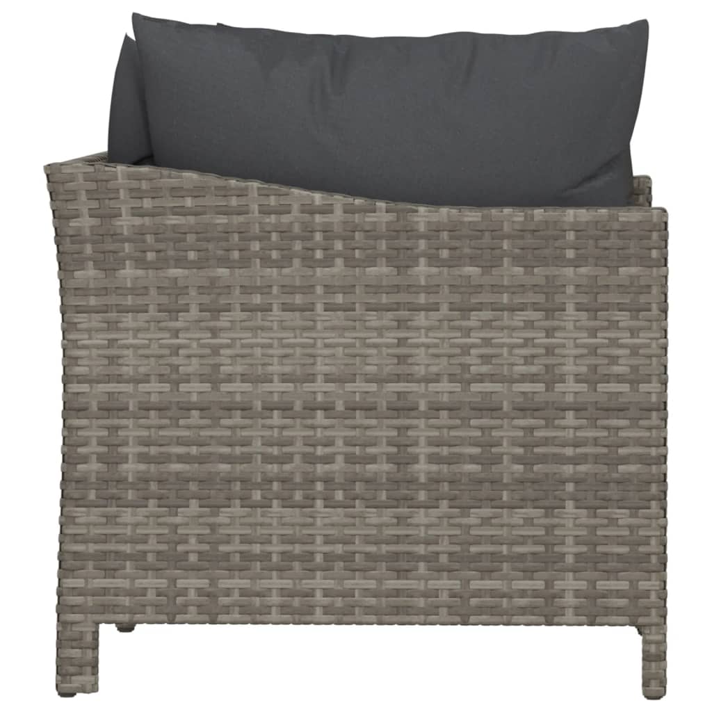 2-delige Loungeset met kussens poly rattan grijs