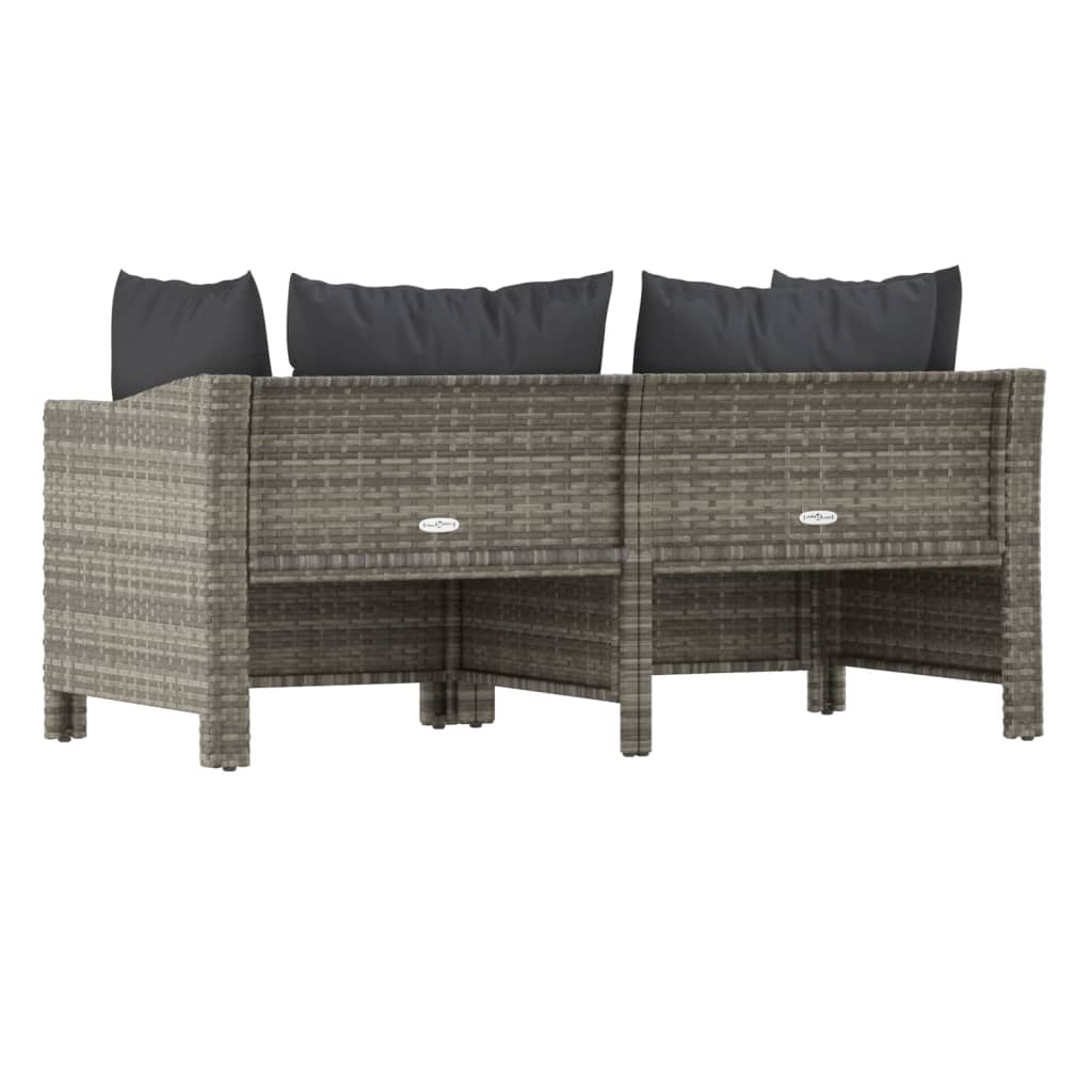 2-delige Loungeset met kussens poly rattan grijs