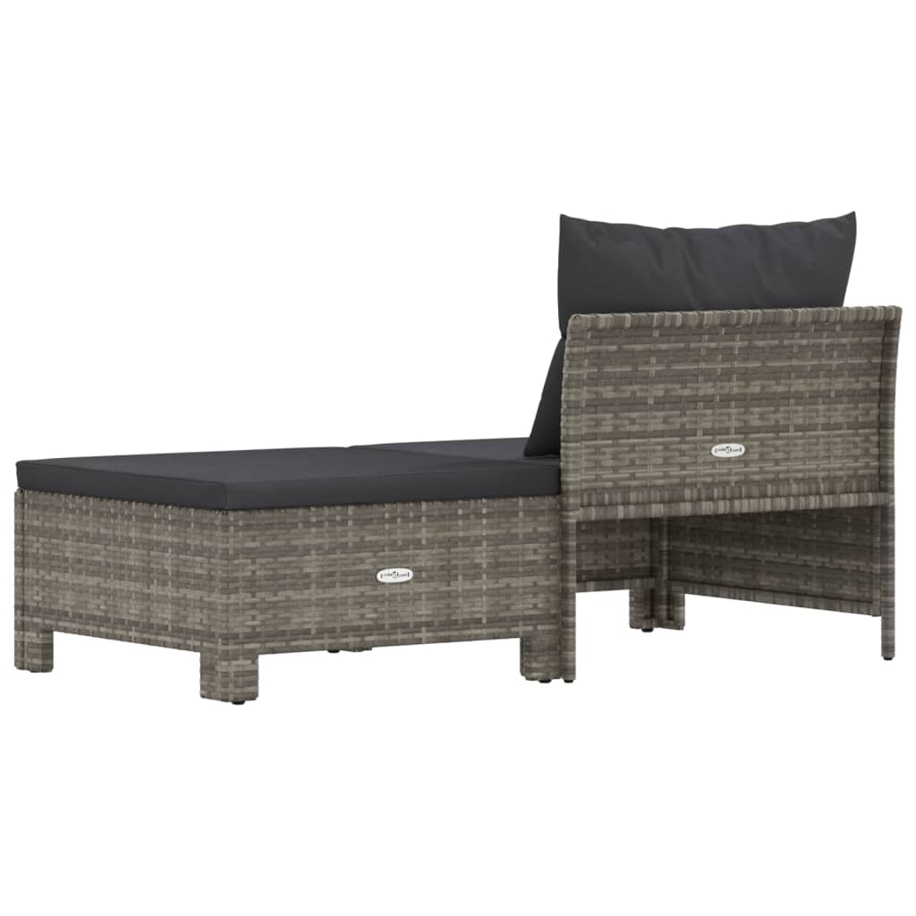 2-delige Loungeset met kussens poly rattan grijs