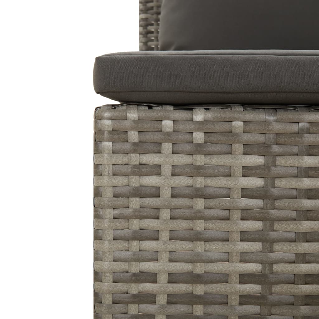 2-delige Loungeset met kussens poly rattan grijs