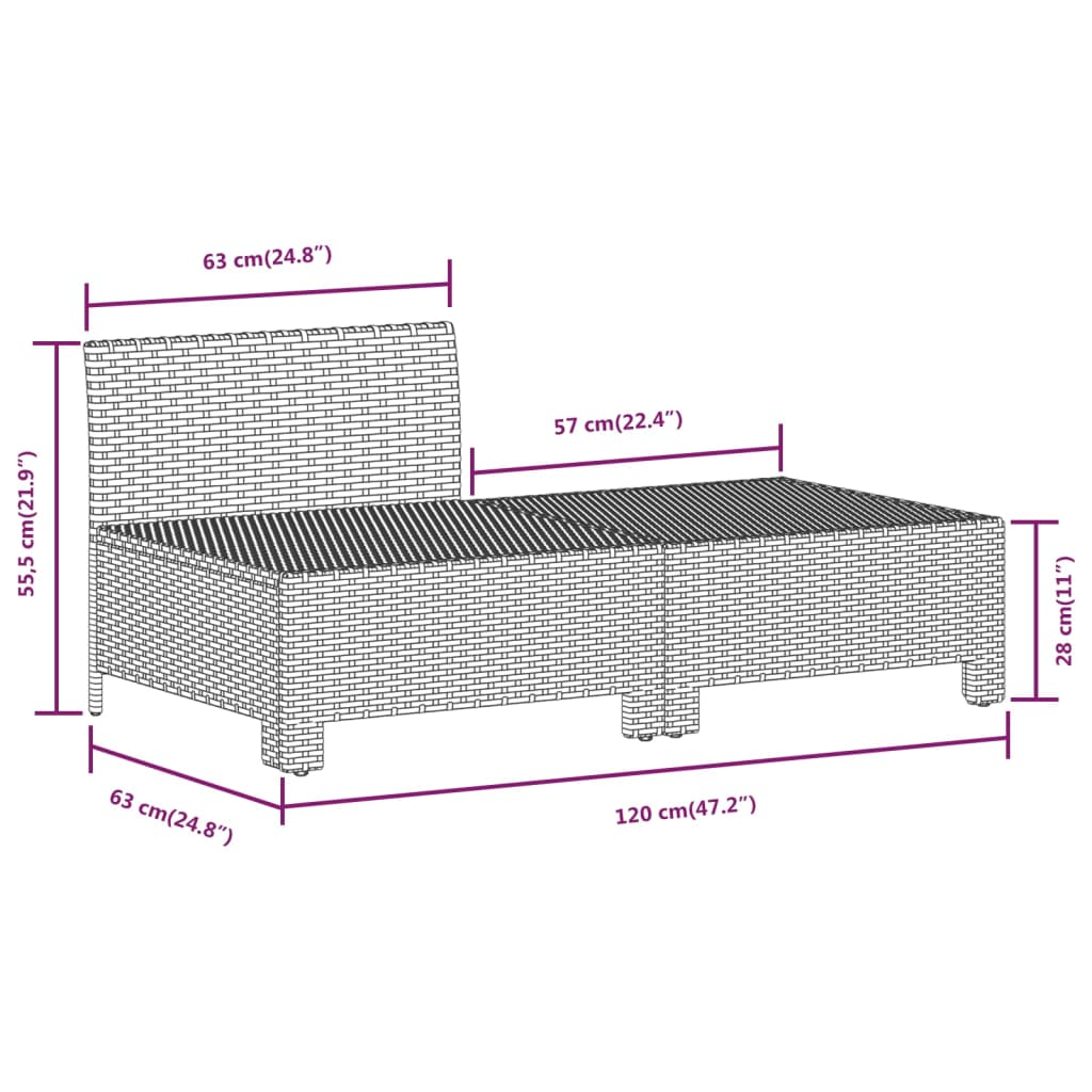 2-delige Loungeset met kussens poly rattan grijs