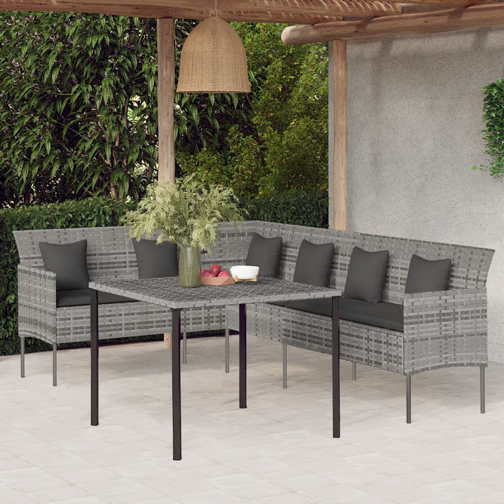 2-delige Tuinset met kussens poly rattan grijs