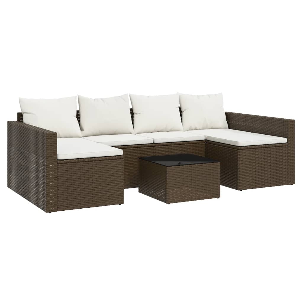 2-delige Loungeset met kussens poly rattan bruin