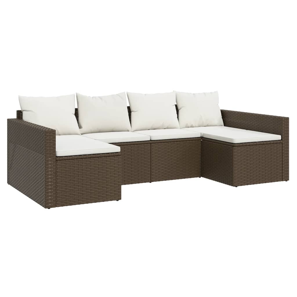 2-delige Loungeset met kussens poly rattan bruin