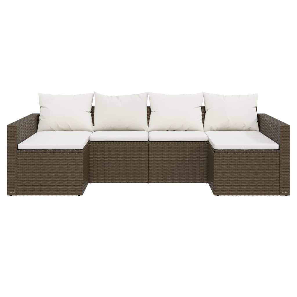 2-delige Loungeset met kussens poly rattan bruin