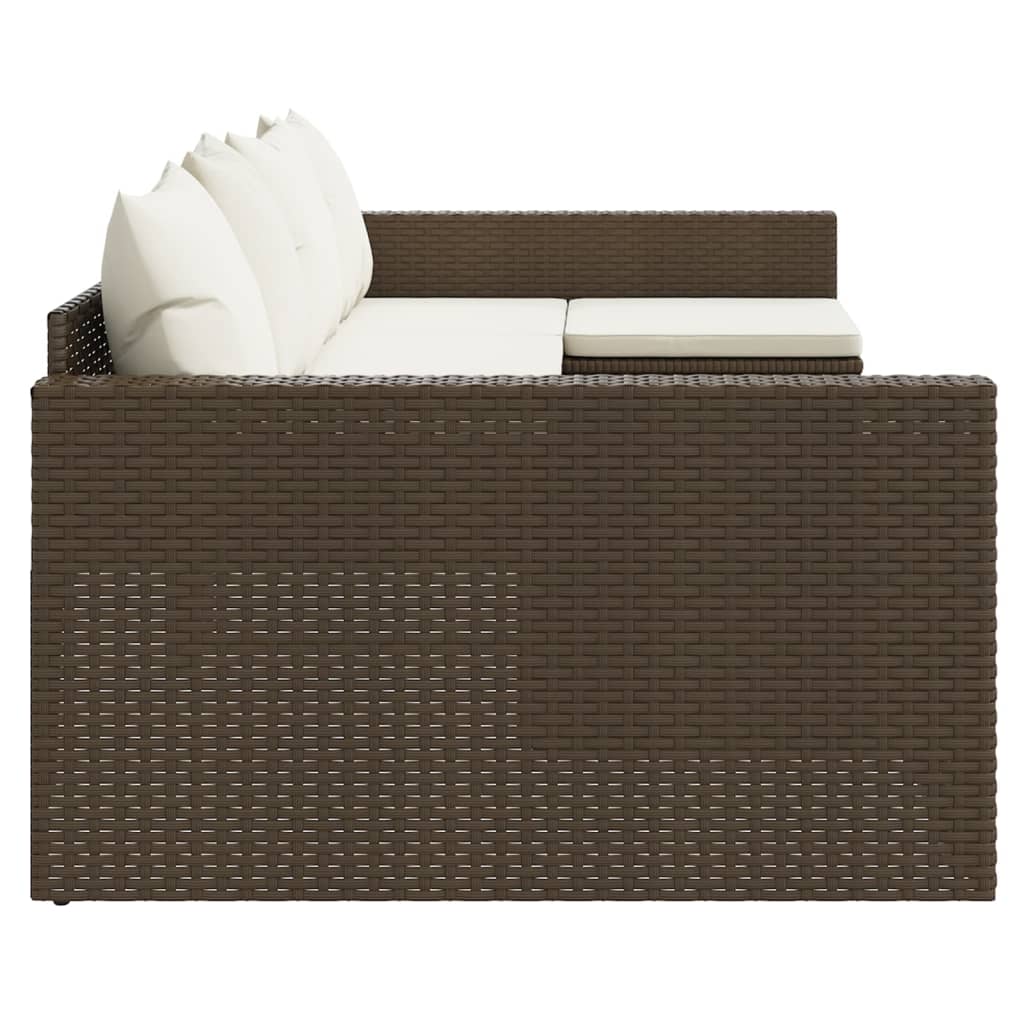 2-delige Loungeset met kussens poly rattan bruin