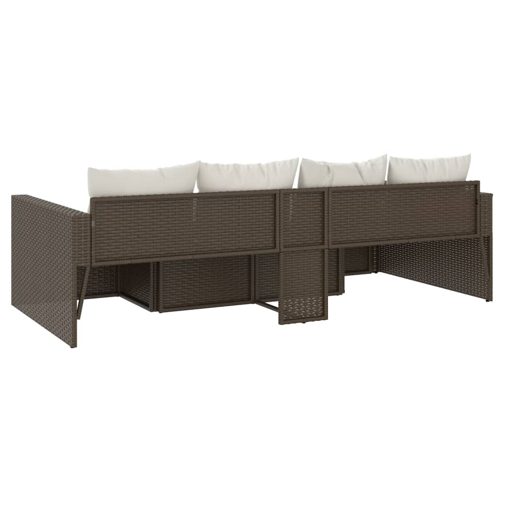 2-delige Loungeset met kussens poly rattan bruin