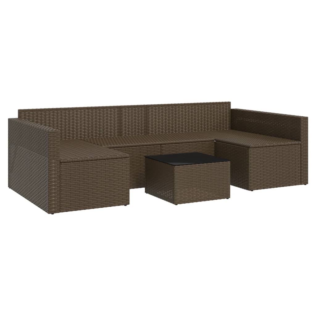 2-delige Loungeset met kussens poly rattan bruin