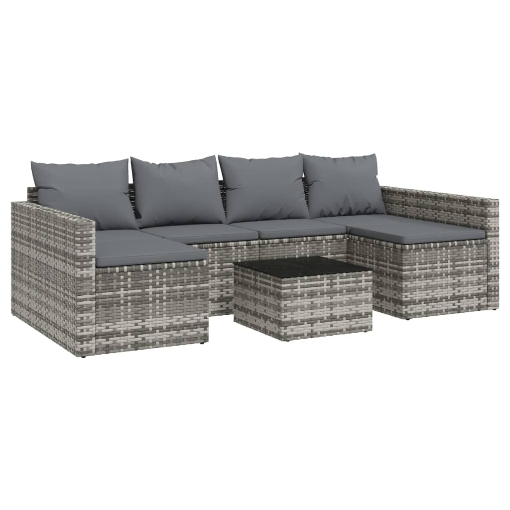 2-delige Loungeset met kussens poly rattan grijs