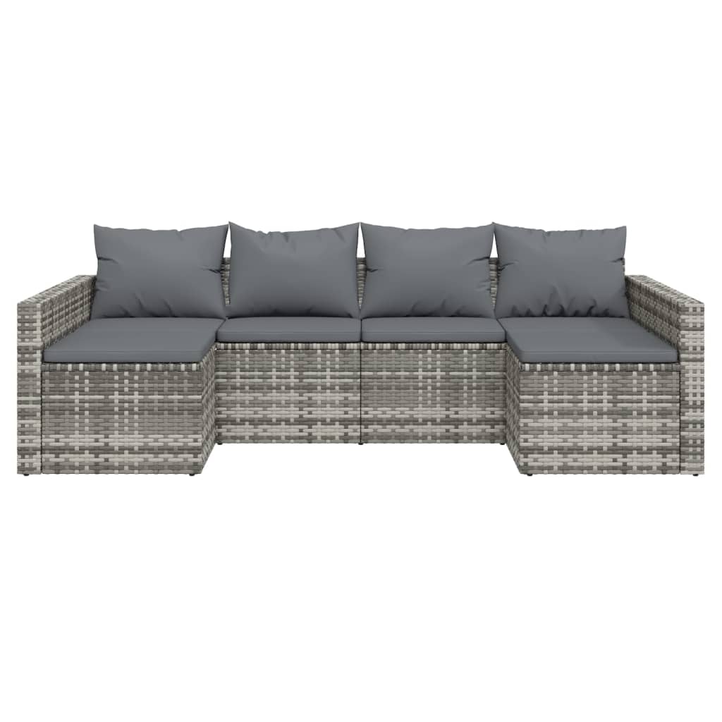 2-delige Loungeset met kussens poly rattan grijs