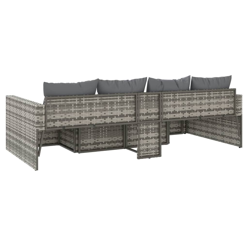 2-delige Loungeset met kussens poly rattan grijs