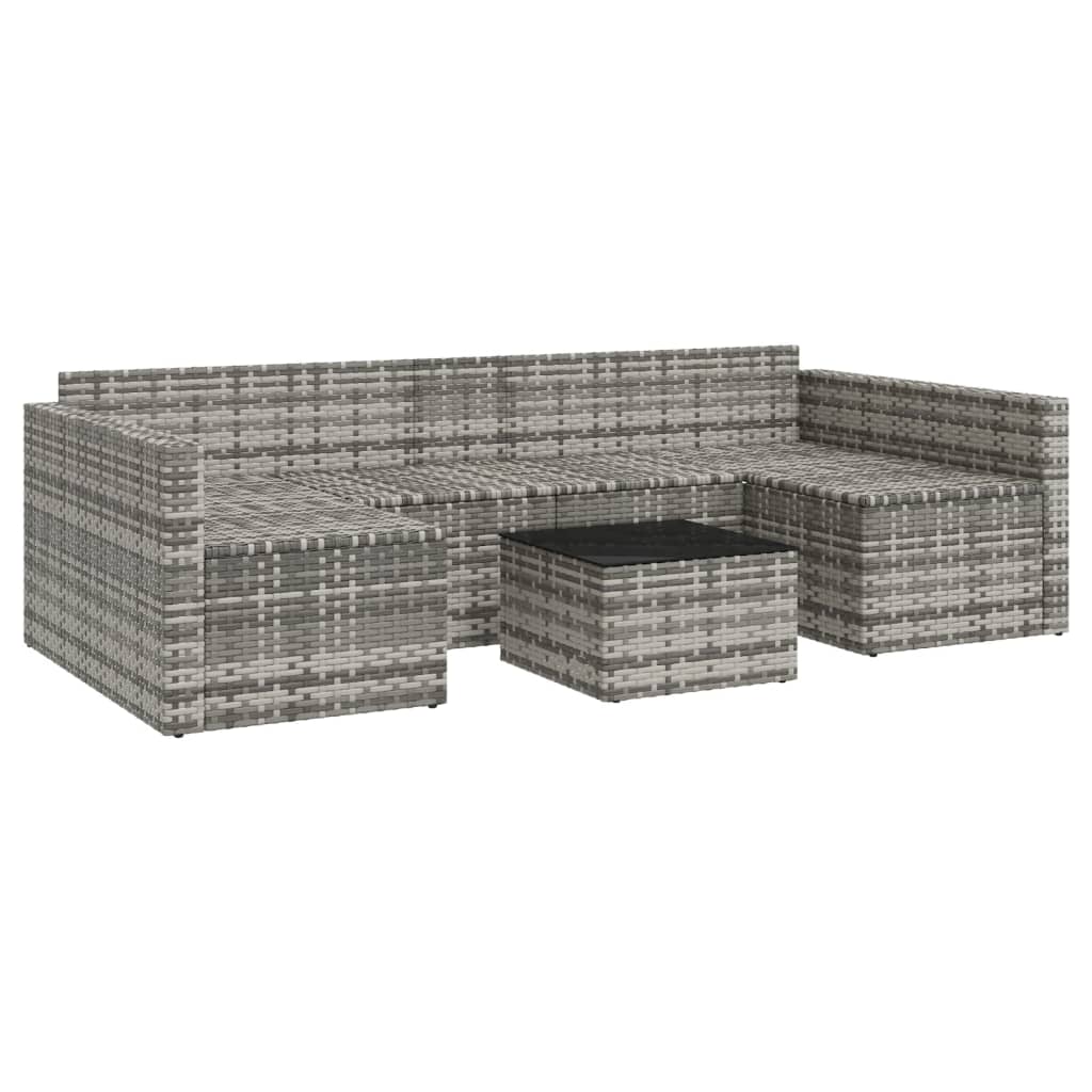 2-delige Loungeset met kussens poly rattan grijs